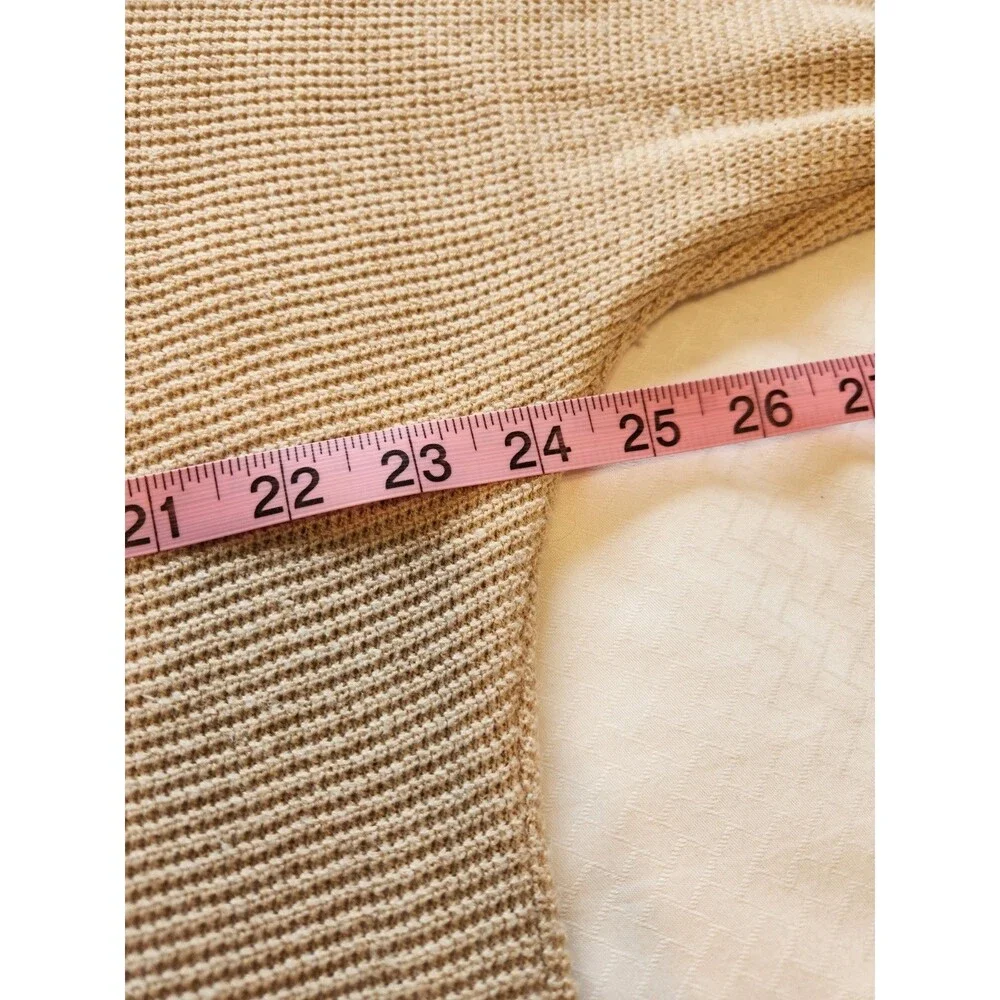 ​Michael Kors Womens XL Beige Beige Waffle Knit Tunic Sweater Gold Side Buttons